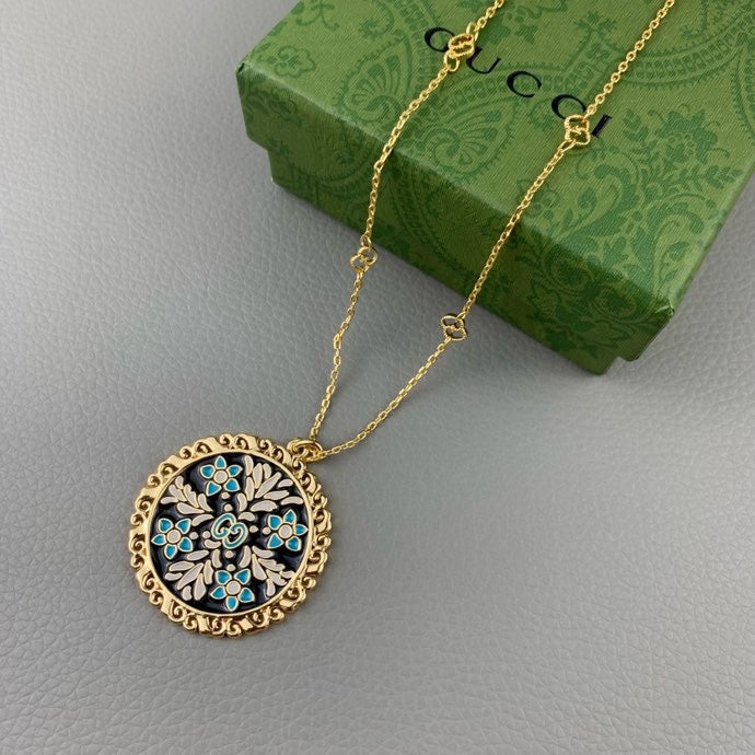 Gucci Double G Iconic Floral Pendant Necklace