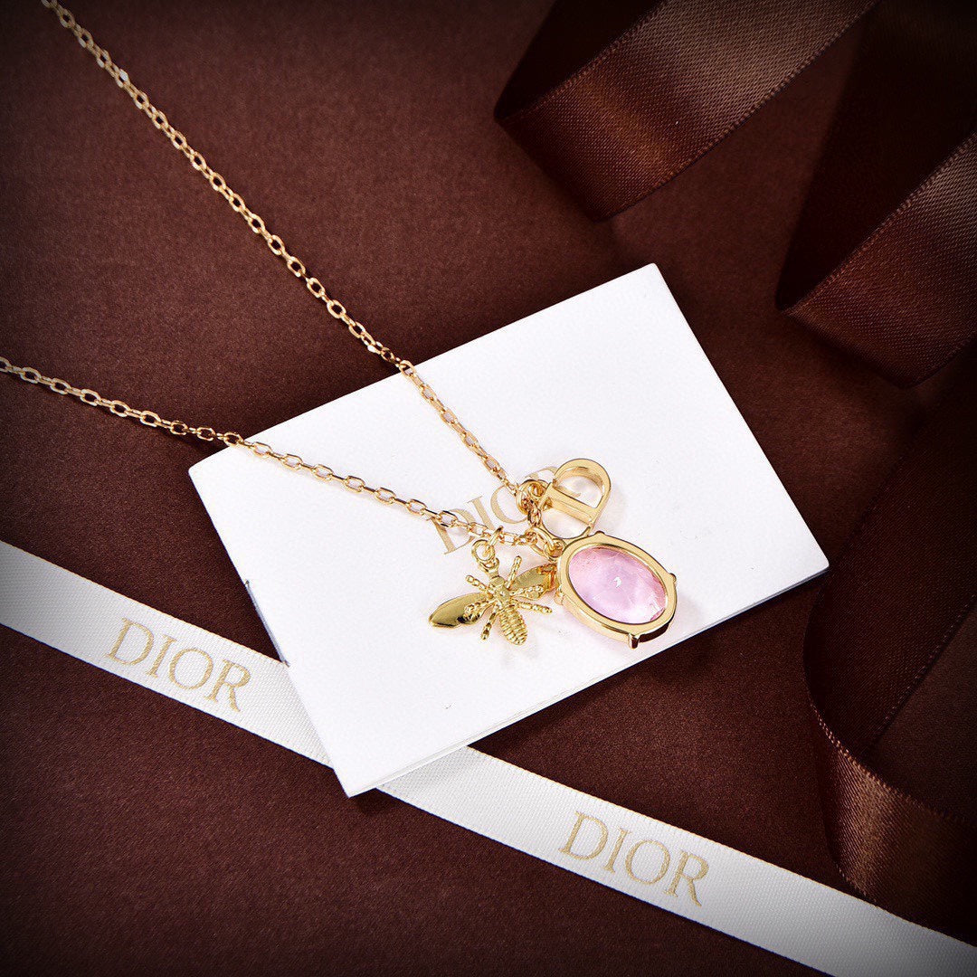 Dior Petit CD Pink Crystal Necklace