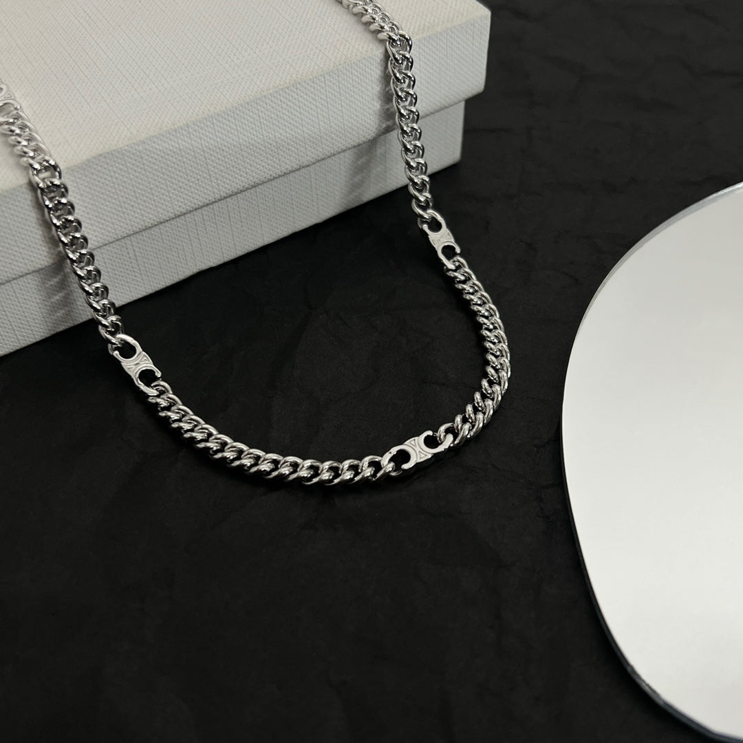Celine Triomphe Gourmette Chain Necklace