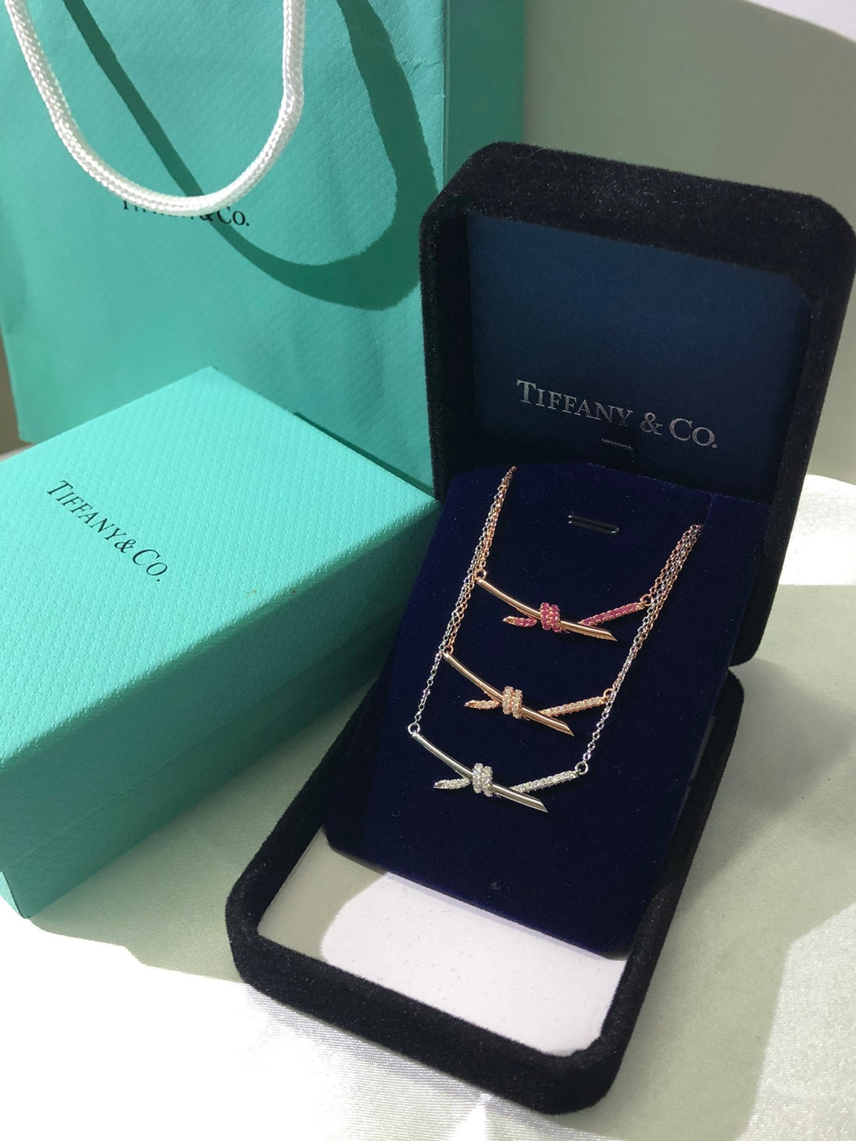 Tiffany Knot Pendant Diamond Necklace