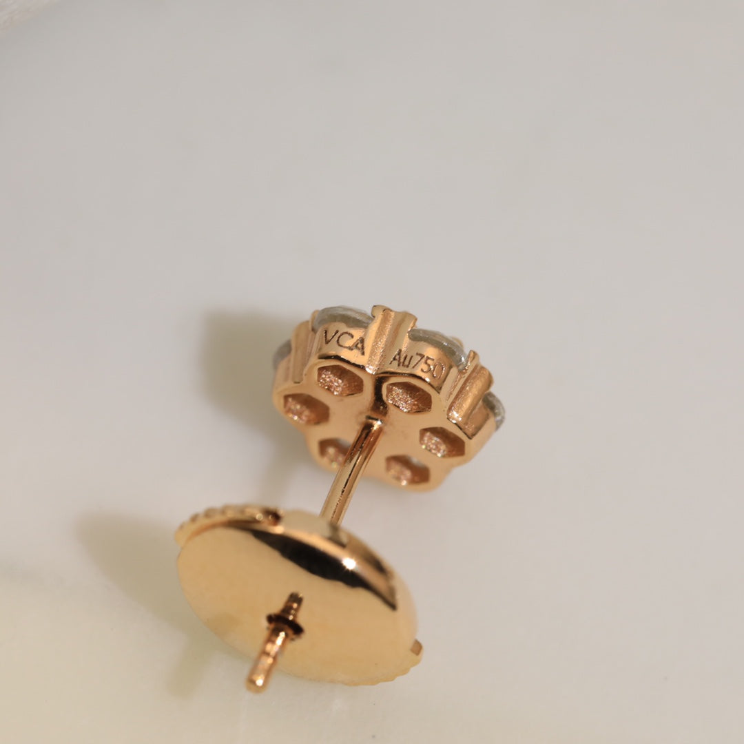 Flower Crystal Earrings - 18K Gold