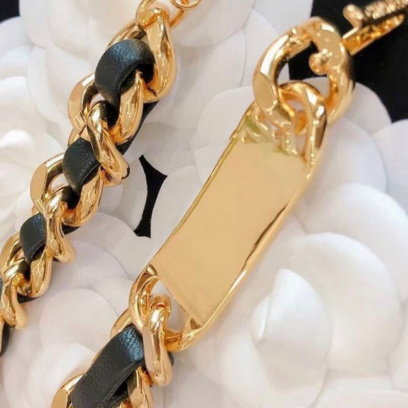 Chanel Gold Leather Necklace