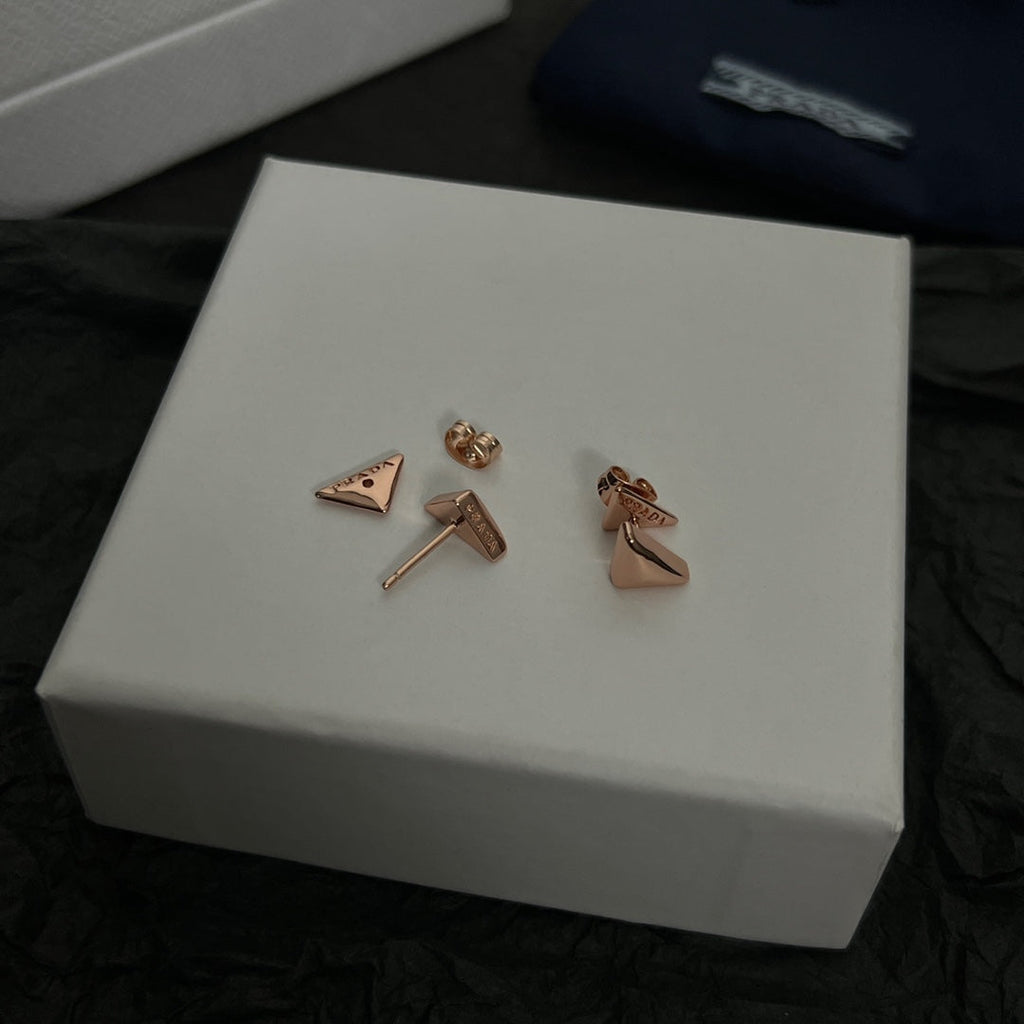 Prada Triangle Earrings - 18K Gold