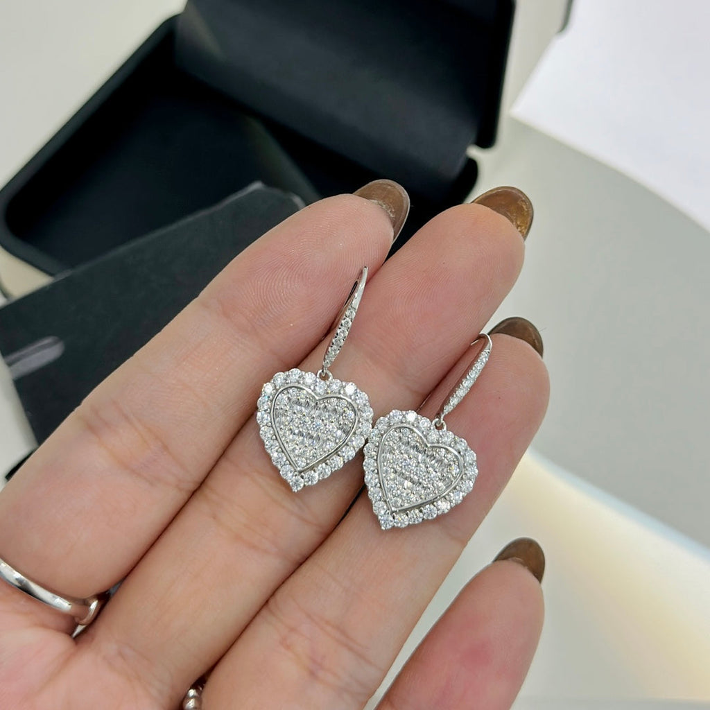 Tiffany Heart Diamond Earrings - 18K White Gold