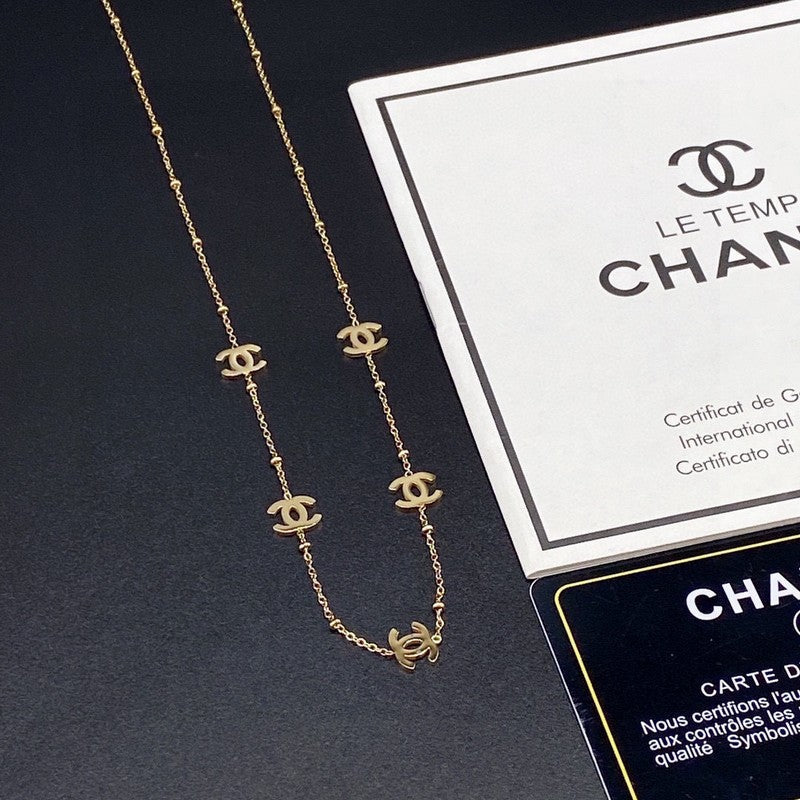 Chanel Small Logo Gold Necklace