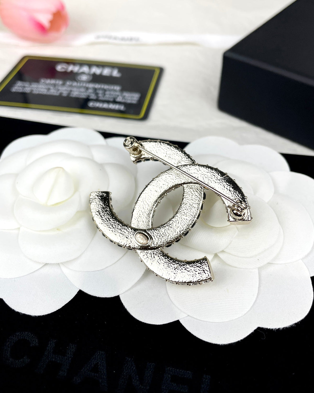 Chanel Black & White Crystal Brooch