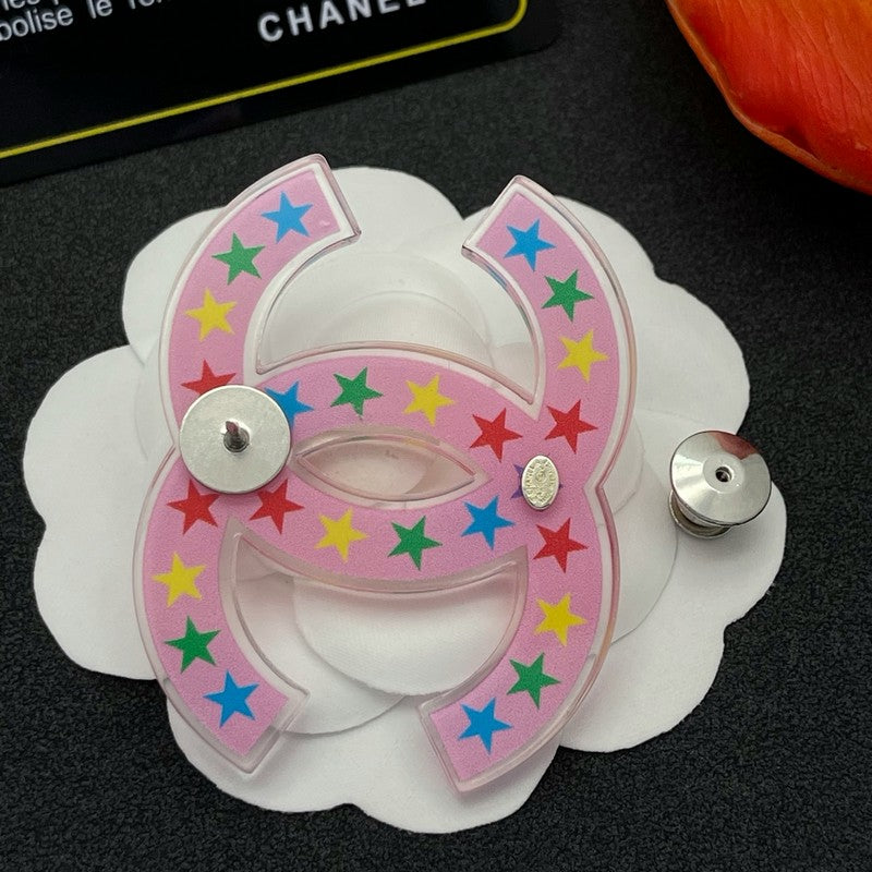 Chanel Pink & Black Star Brooch