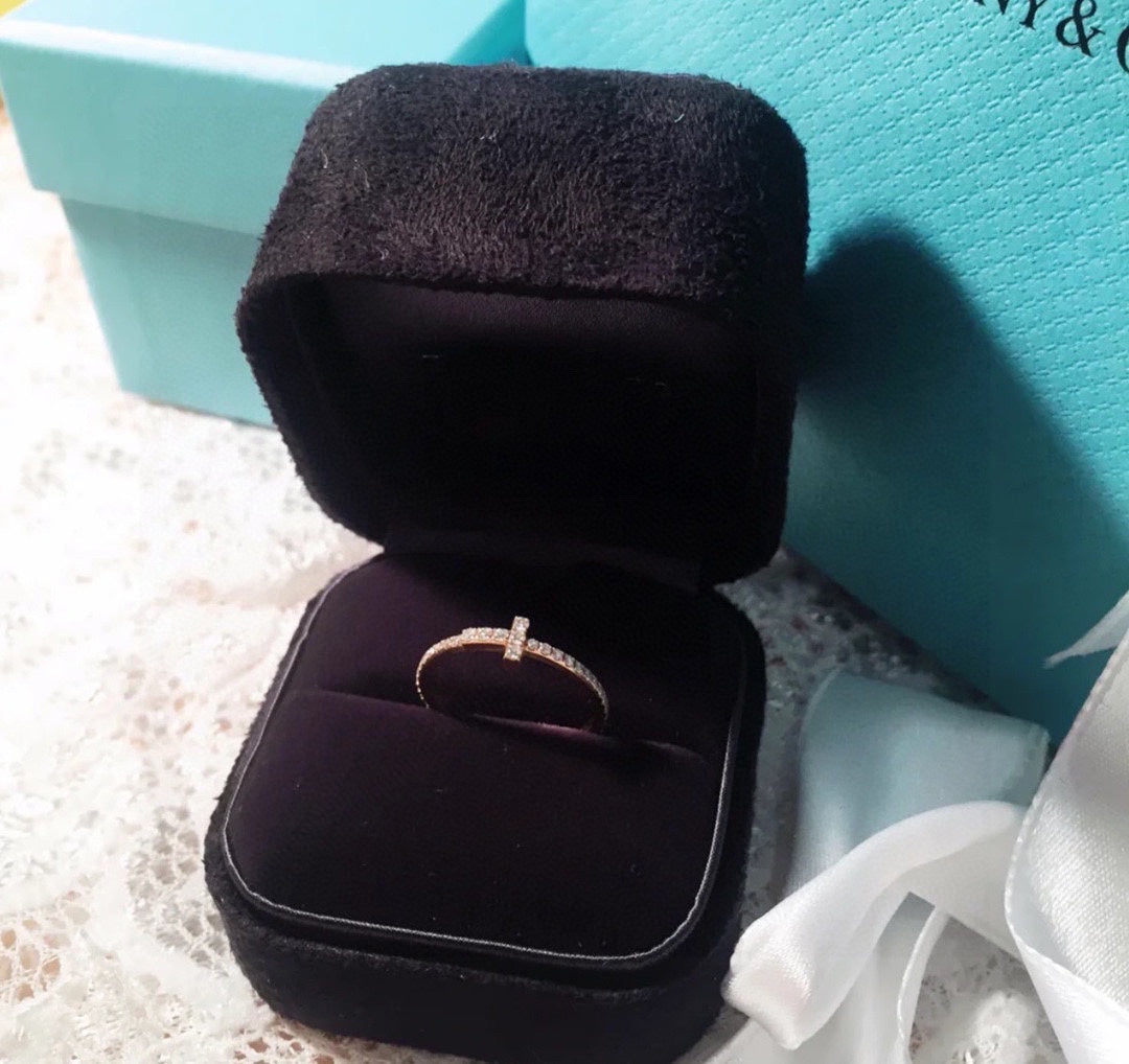 Tiffany Moissanite Wire Ring - 18K Rose Gold