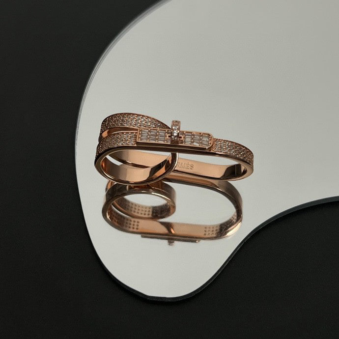 Hermes Kelly Gavroche Double Ring - 18K Rose Gold