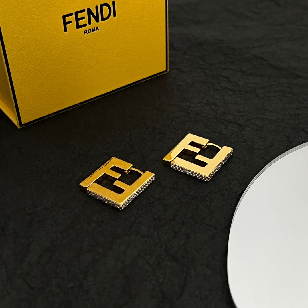Fendi Forever Crystal Earrings - 18K Gold