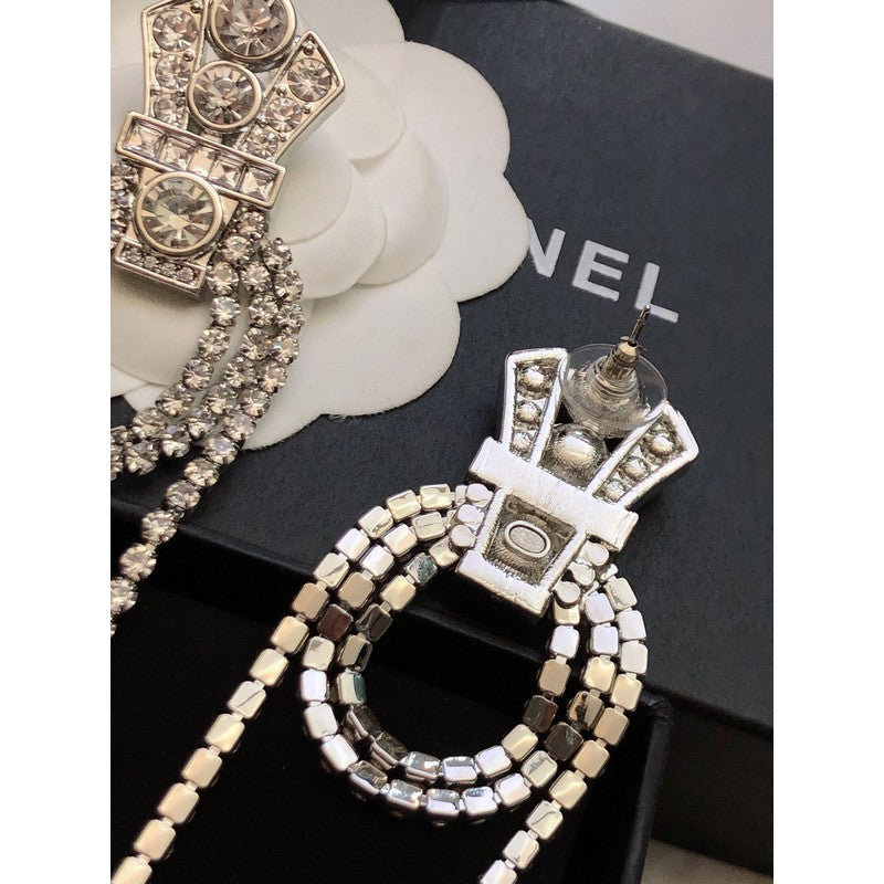 Chanel Tassel Crystal Earrings - 18K White Gold