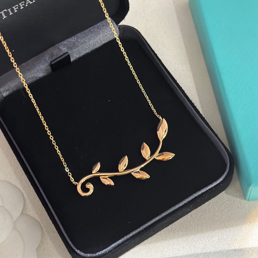 Tiffany Olive Leaf Vine Pendant Necklace
