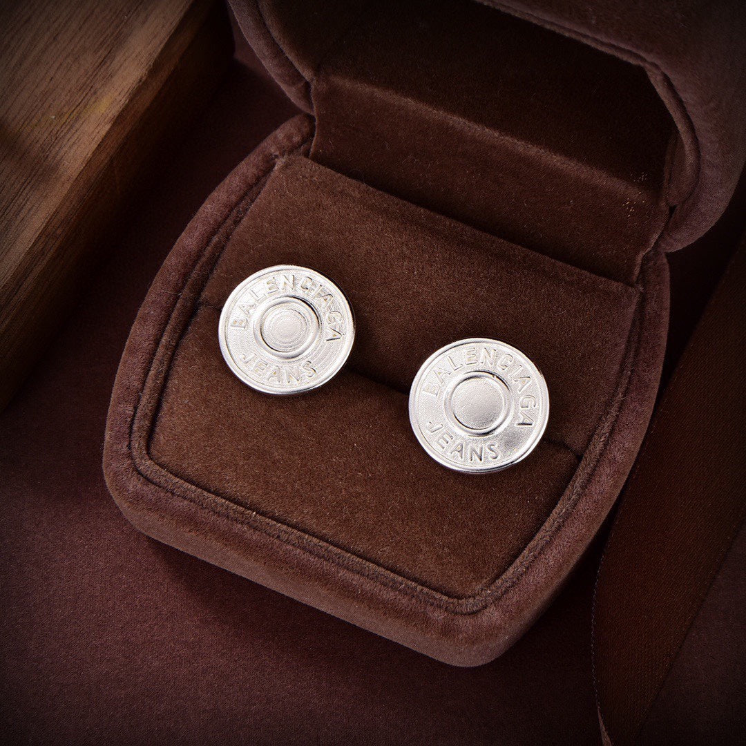 Balenciaga Circle Earrings - 18K White Gold
