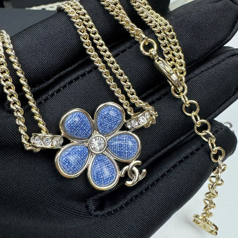 Chanel 26C Blue Flower Choker Necklace