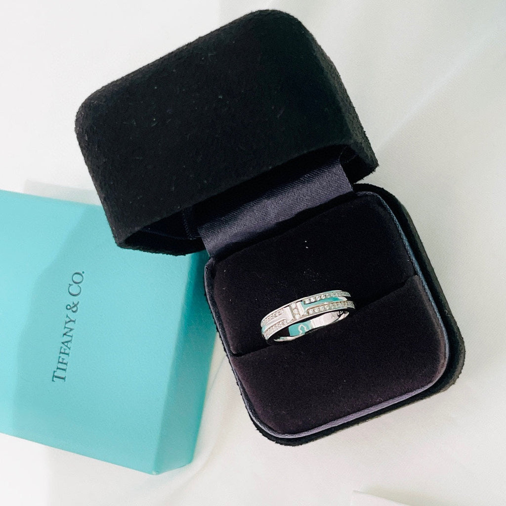 Tiffany Narrow Pave Moissanite Ring - 18K White Gold