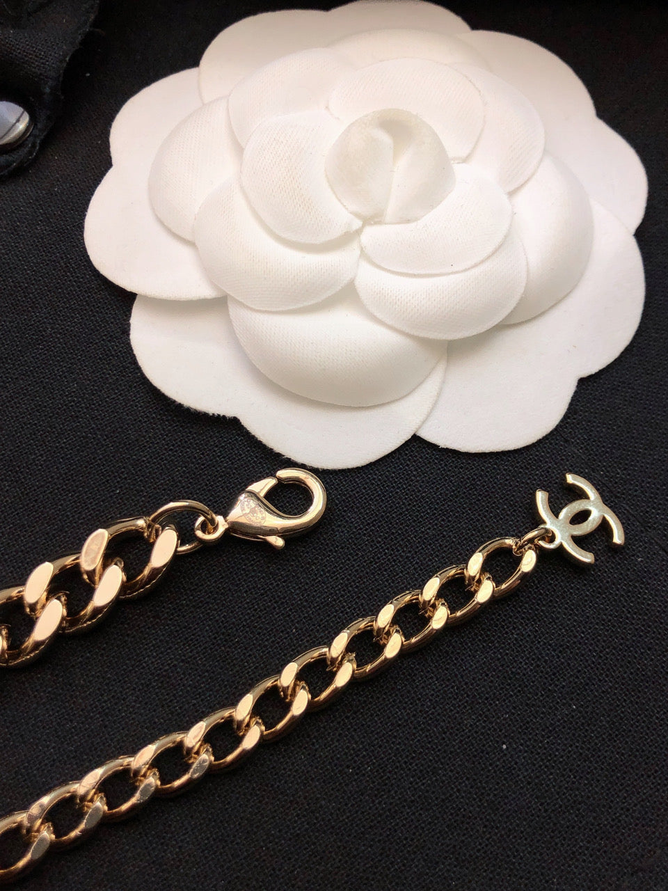 Chanel Pink Logo Chain Necklace