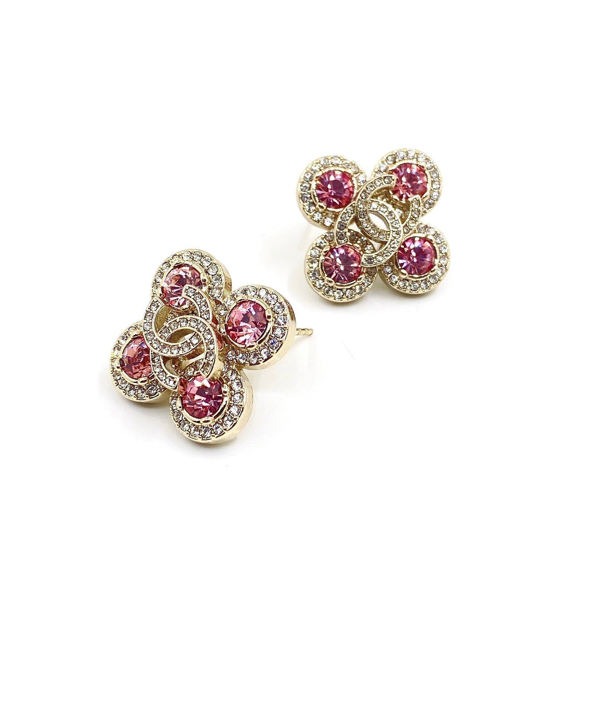 Chanel Pink Diamond Earrings - 18K Yellow Gold