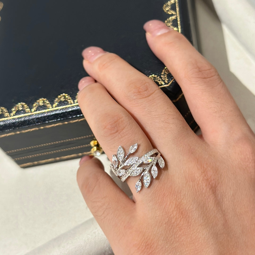 Tiffany Victoria Moissanite Vine Bypass Ring - 18K White Gold