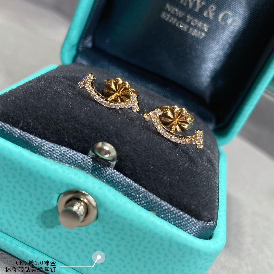 Tiffany Smile Moissanite Earrings - 18K Gold