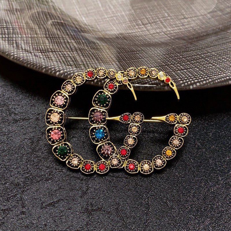 Gucci Double G Color Crystal Brooch