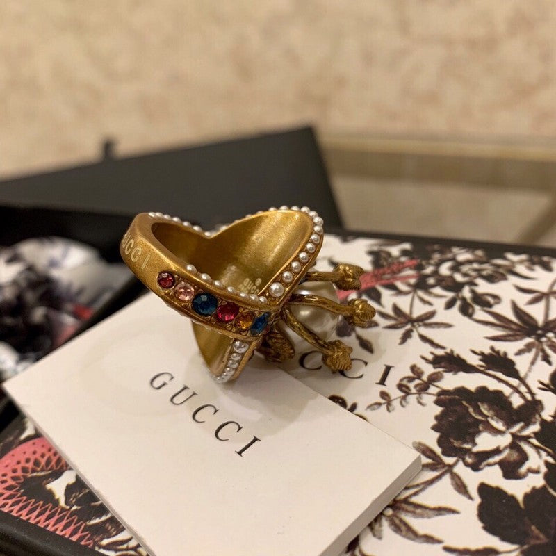 Gucci Double G Multistone Pearl Ring - 18K Yellow Gold