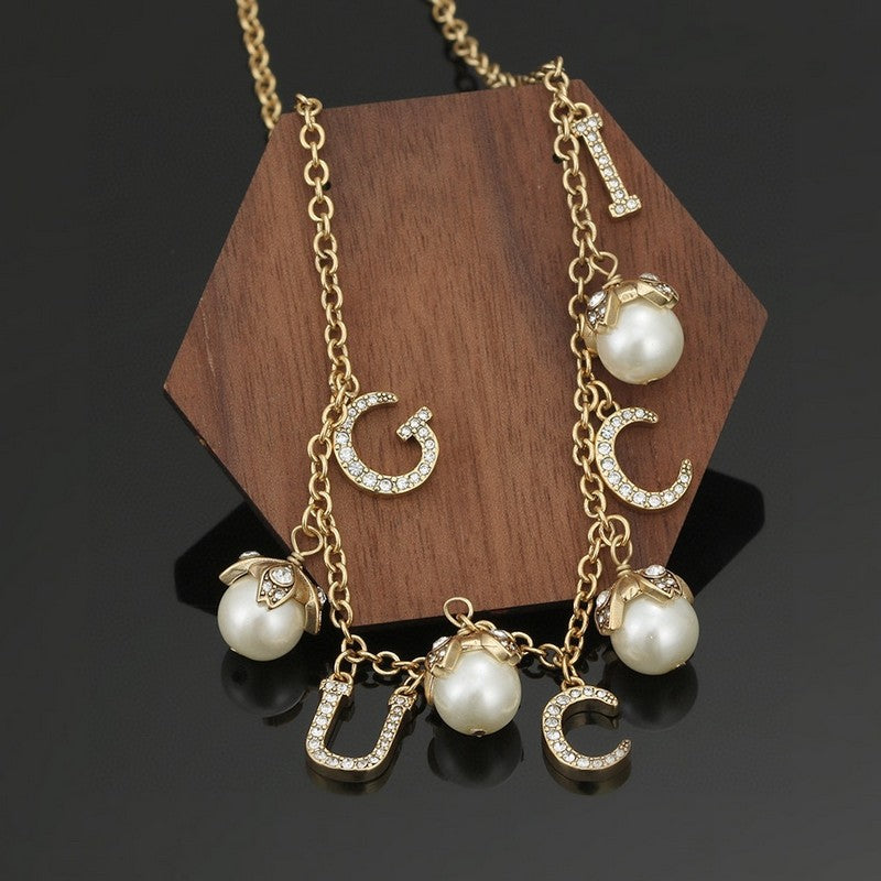 Gucci Double G Pearl Necklace