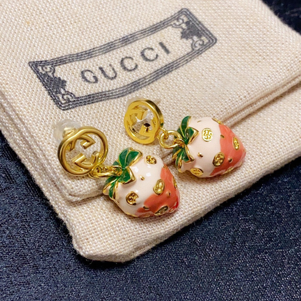 Gucci Double G Strawberry Earrings - 18K Yellow Gold