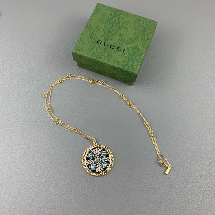 Gucci Double G Iconic Floral Pendant Necklace
