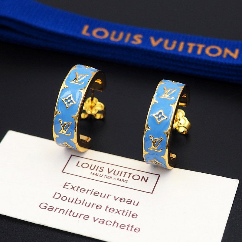Louis Vuitton Nanogram Enamel Earrings - 18K Yellow Gold