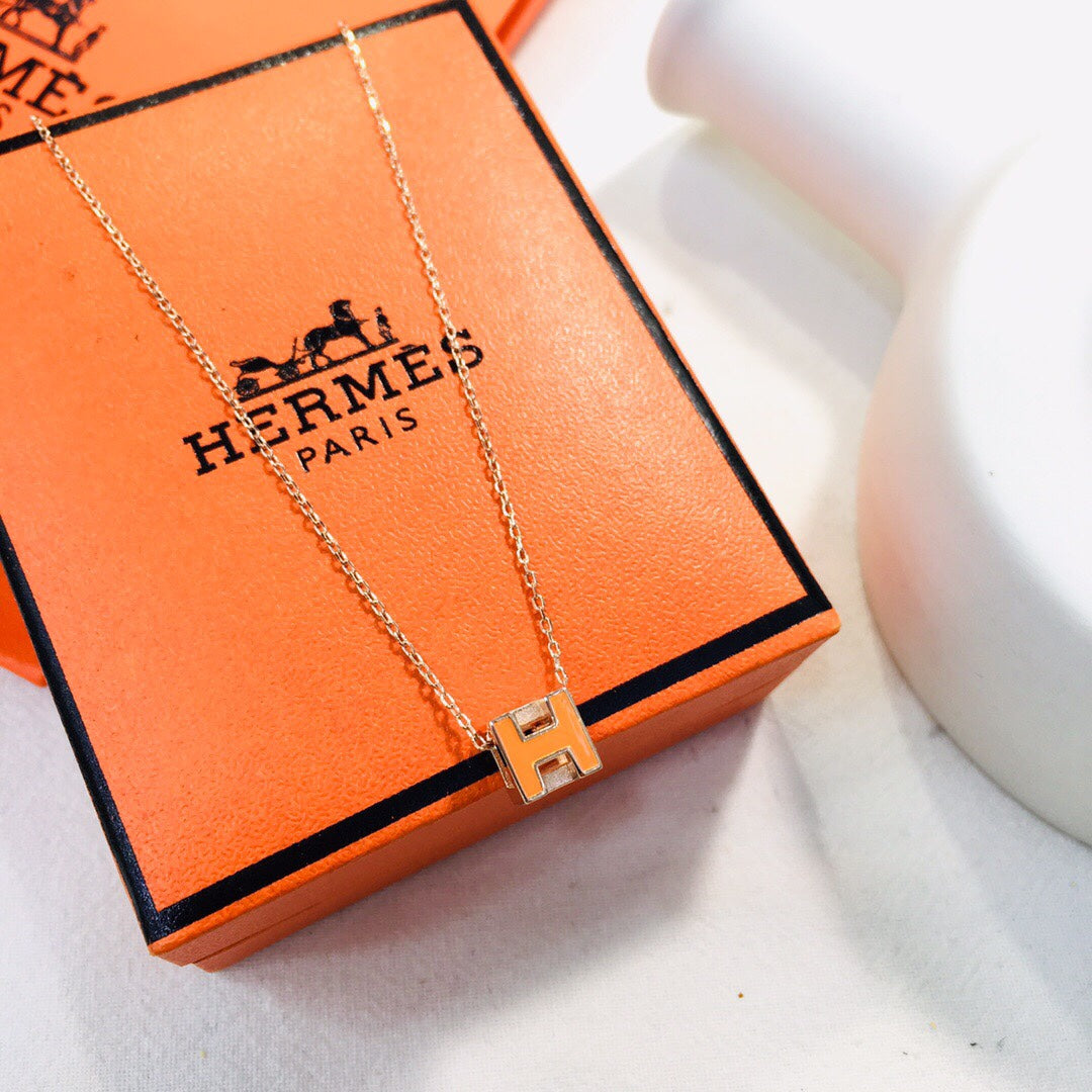 Hermes Cage D'H White Necklace