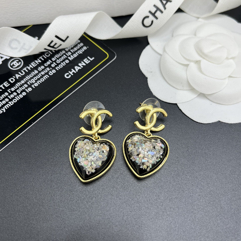 Chanel Multi-Color Crystals Heart Earrings - 18K Yellow Gold