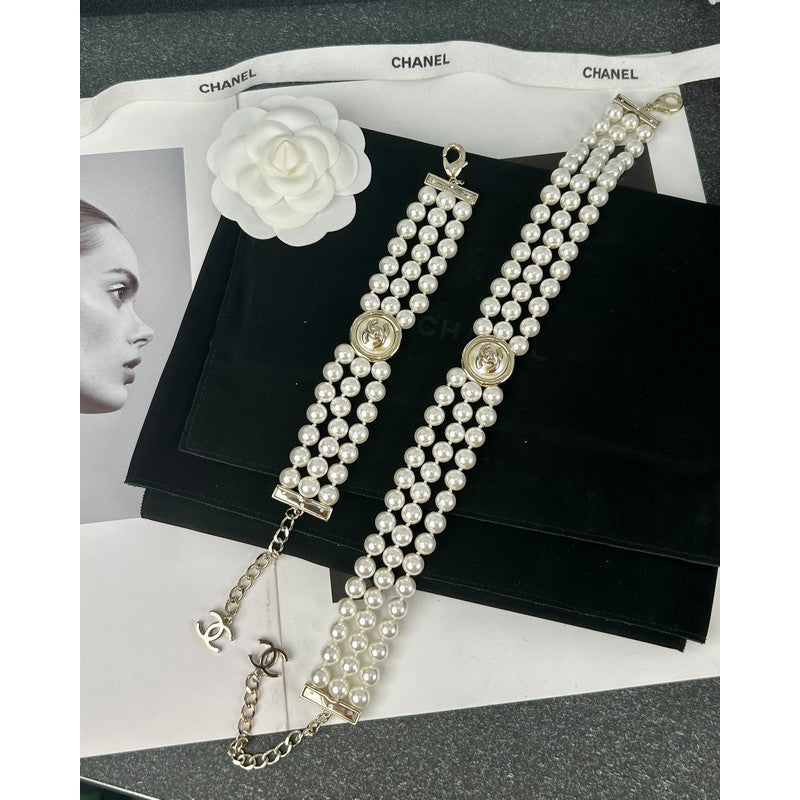 Chanel Choker Pearl Chain Necklace