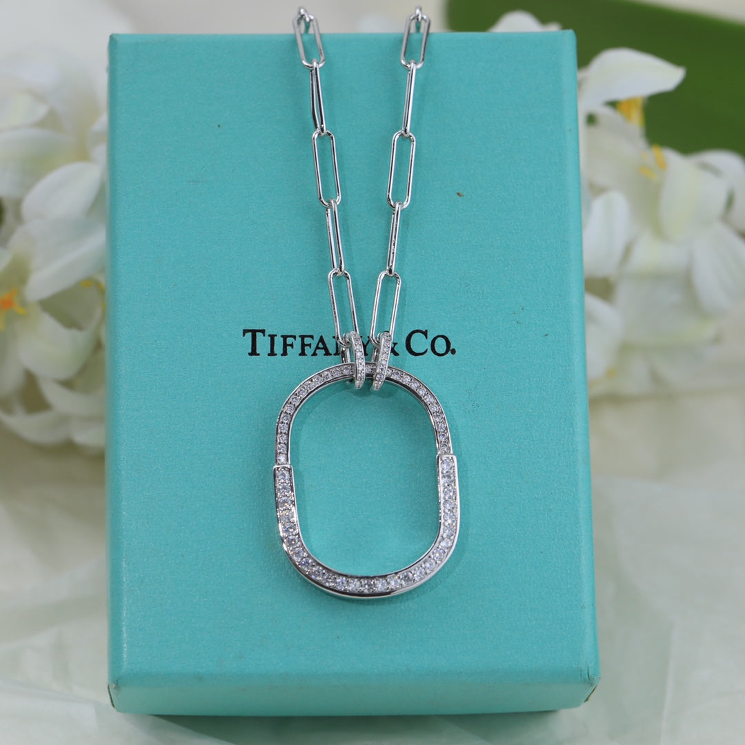 Tiffany Lock Pendant Pave Moissanite Necklace