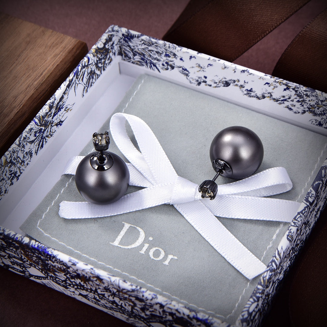 Dior Tribales Black Resin Pearl Earrings