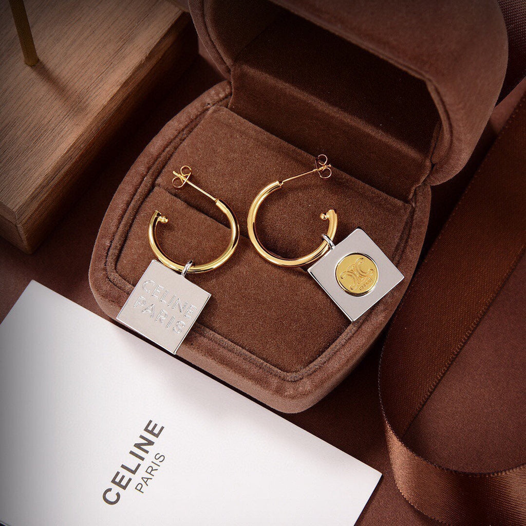 Celine Triomphe Hoops Earrings - 18K Yellow Gold