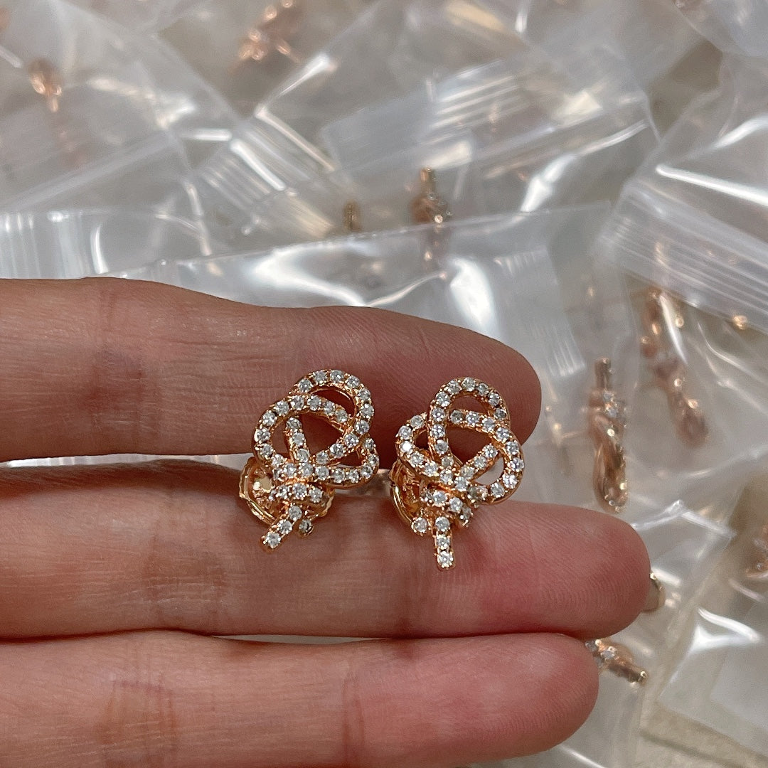 Tiffany Keys Woven Diamond Earrings - 18K Rose Gold