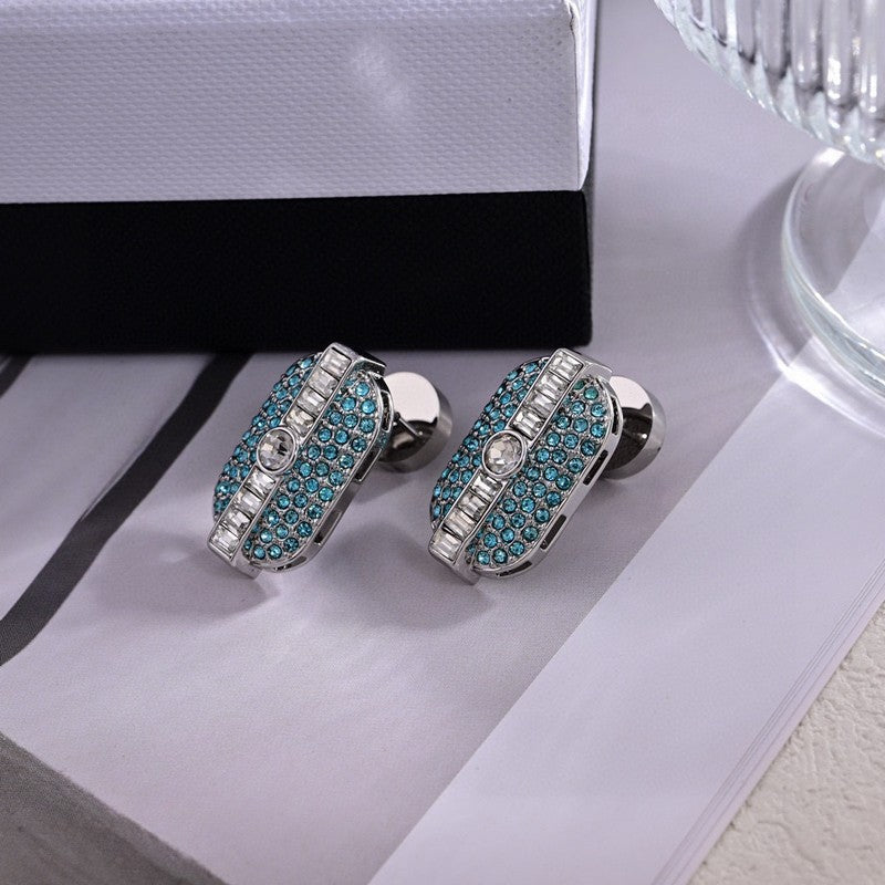 Miu Green Crystal Earrings - 18K White Gold