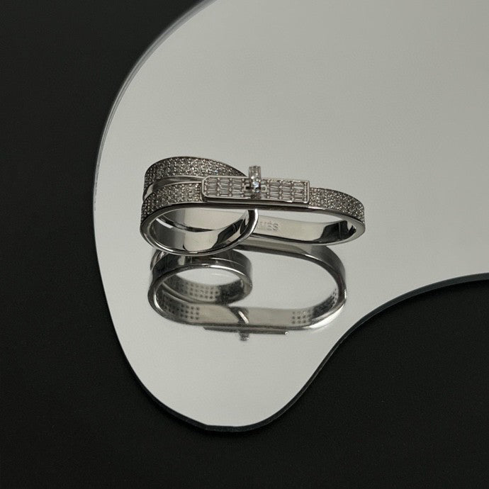 Hermes Kelly Gavroche Double Ring - 18K White Gold