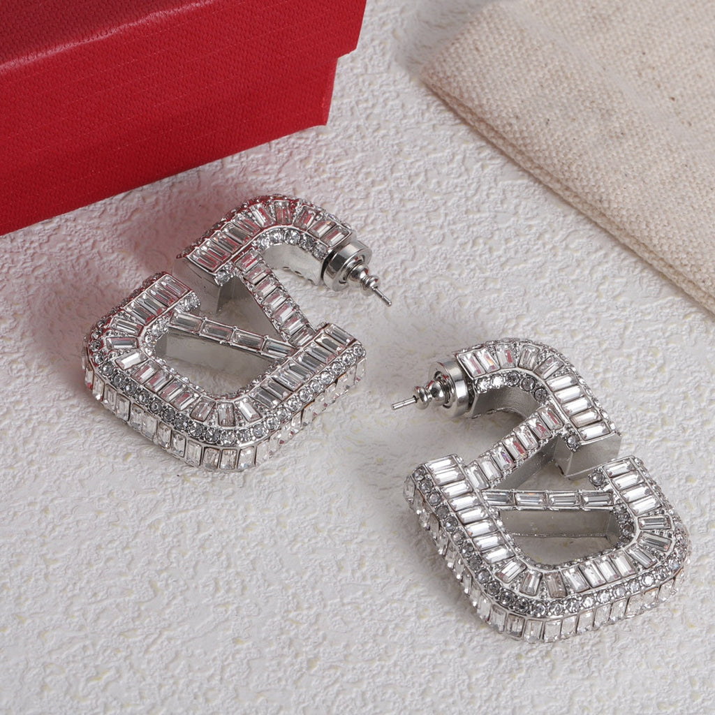 Valentino Crystal Earrings - 18K White Gold