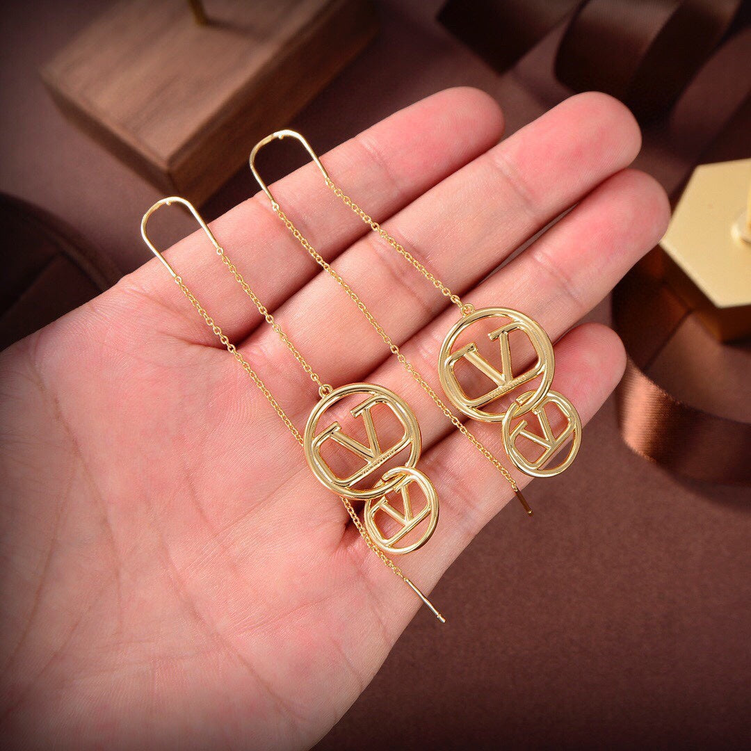 Valentino Long Earrings - 18K Yellow Gold