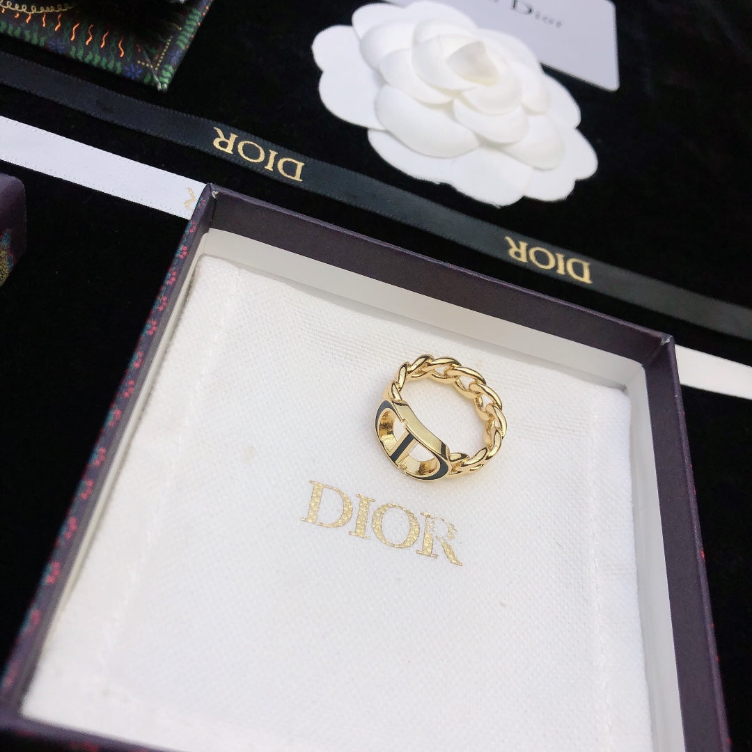Dior Petit CD Chain Link Ring - 18K Yellow Gold