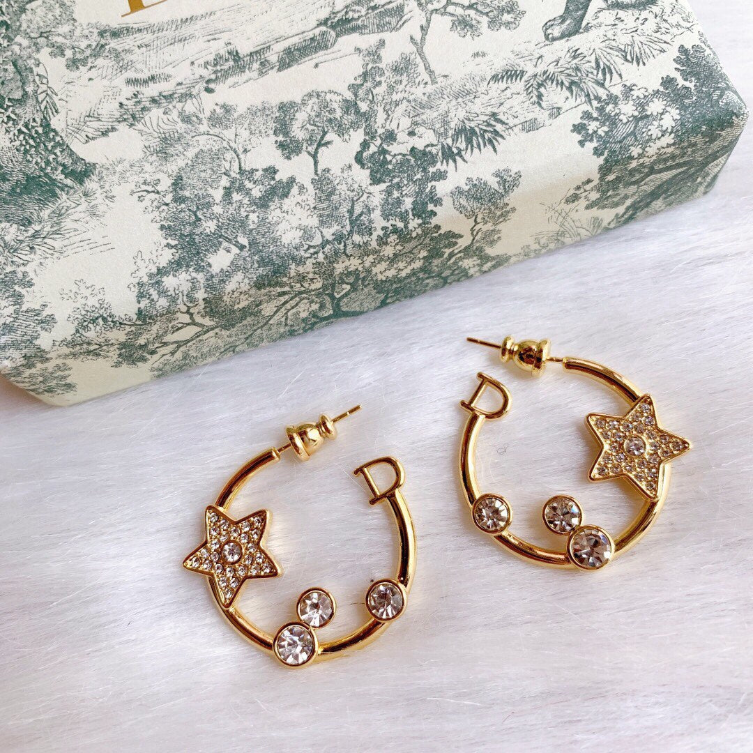 Dior Star Pink Crystal Earrings