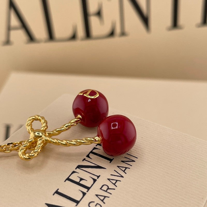 VLogo Red Cherry Gold Necklace