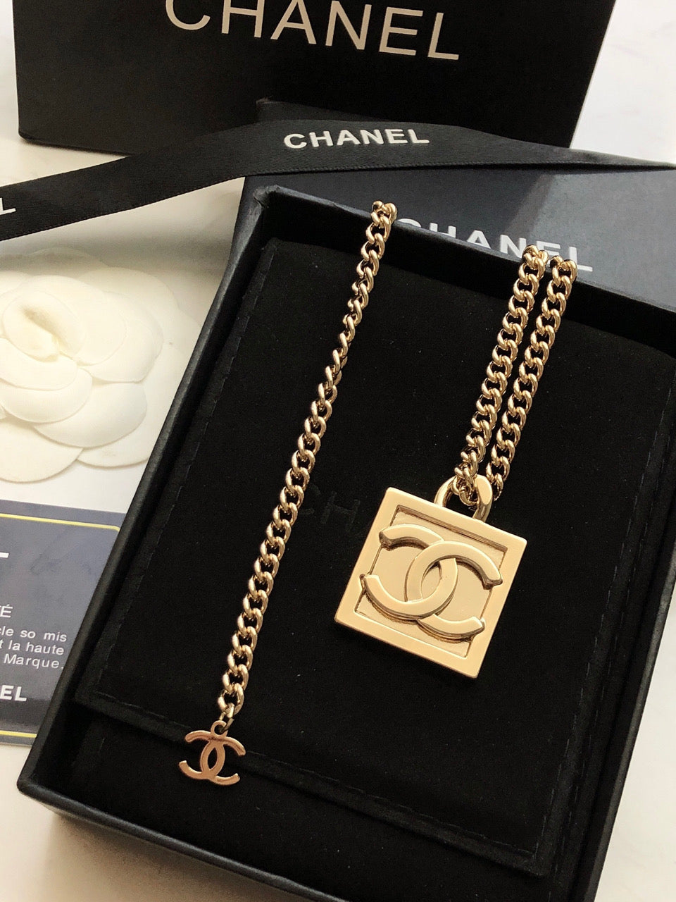 Chanel Square Logo Necklace