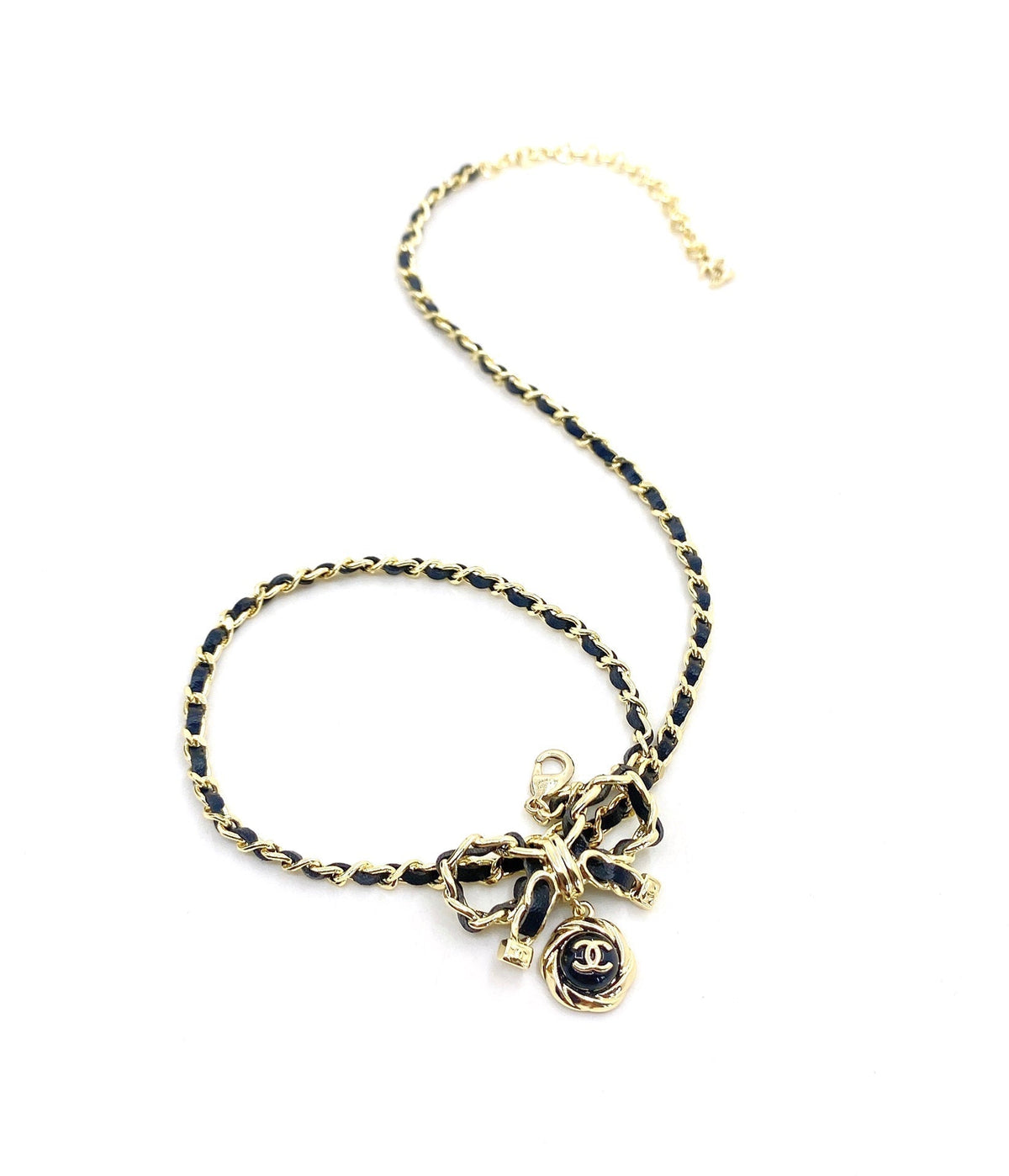 Chanel Rhinestone Bow Tie Necklace
