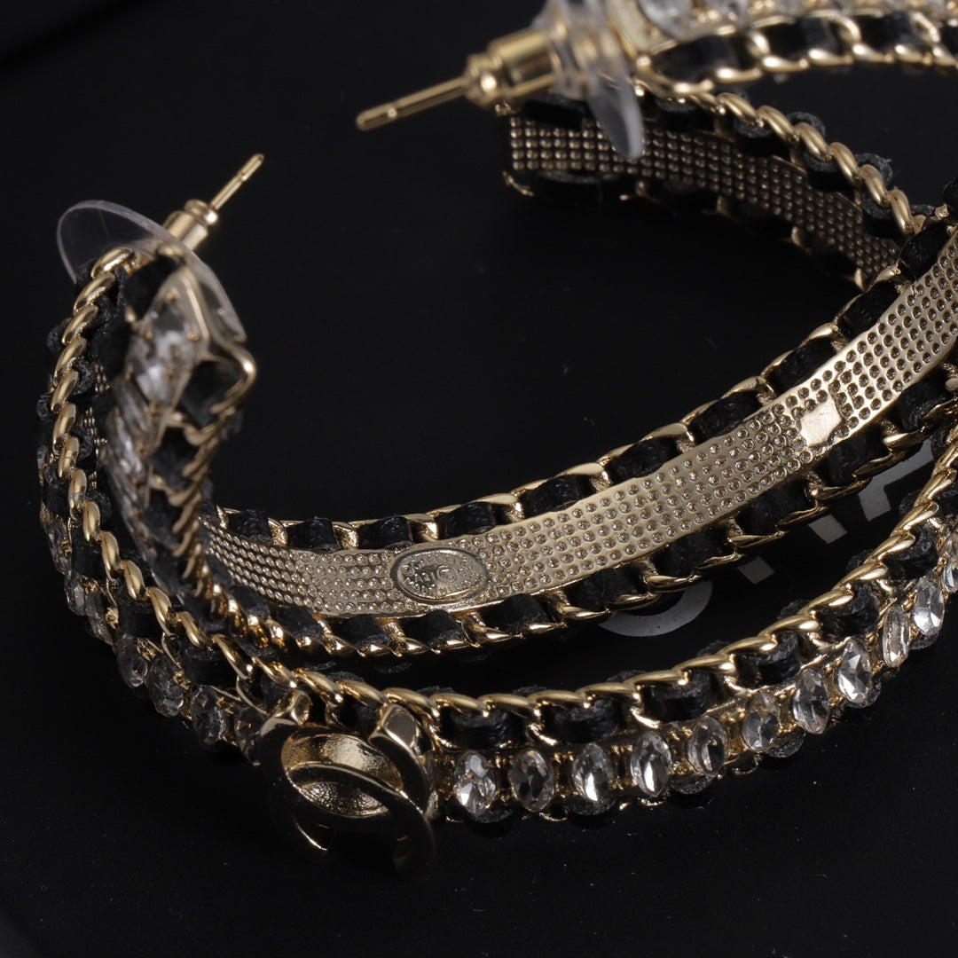 Chanel Leather Chain Earrings - 18K Yellow Gold