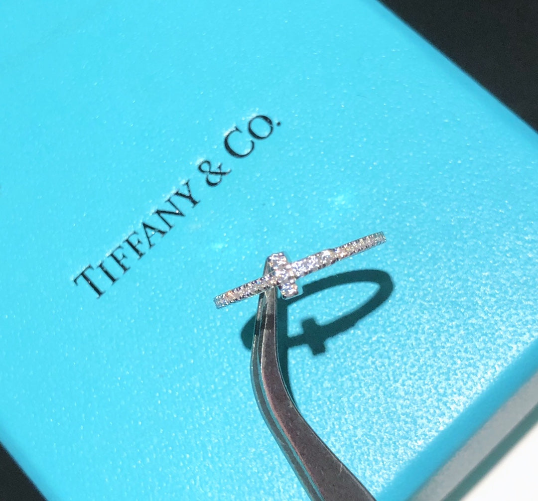 Tiffany Moissanite Wire Ring - 18K White Gold