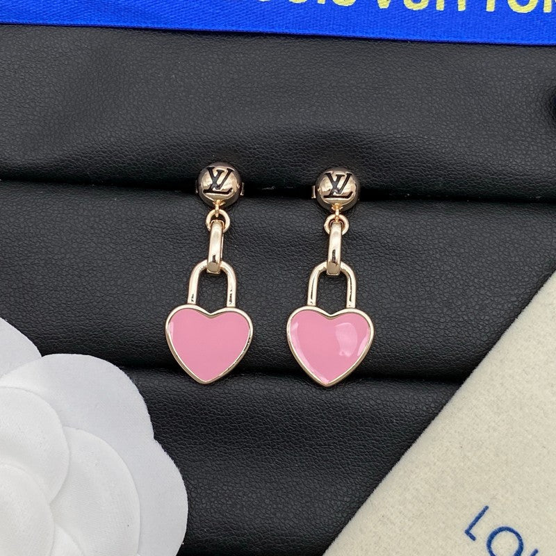 Louis Vuitton Pink Heart Earrings - 18K Gold