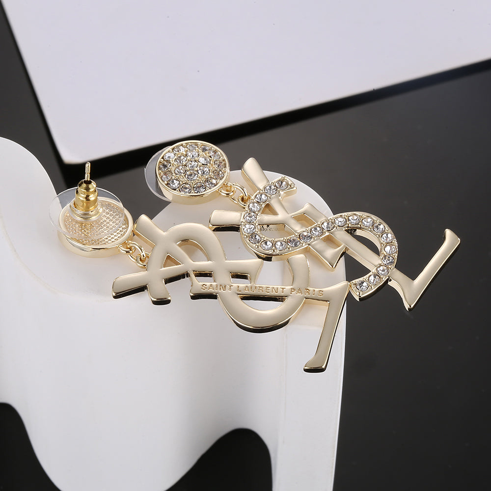 YSL Diamond Earrings - 18K Yellow Gold