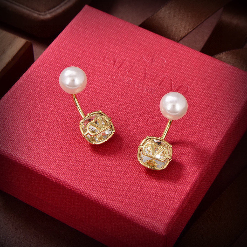 Valentino Crystal Earrings - 18K Yellow Gold